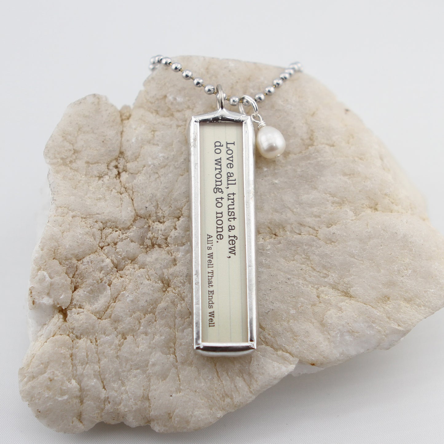 Love All Trust Few Shakespeare Book Soldered Art Jewelry Charm or Necklace