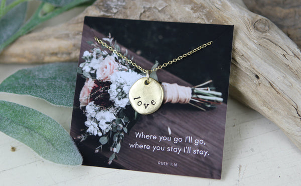Love Hand Stamped Scripture Necklace