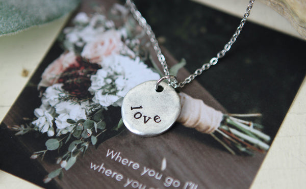 Love Hand Stamped Scripture Necklace