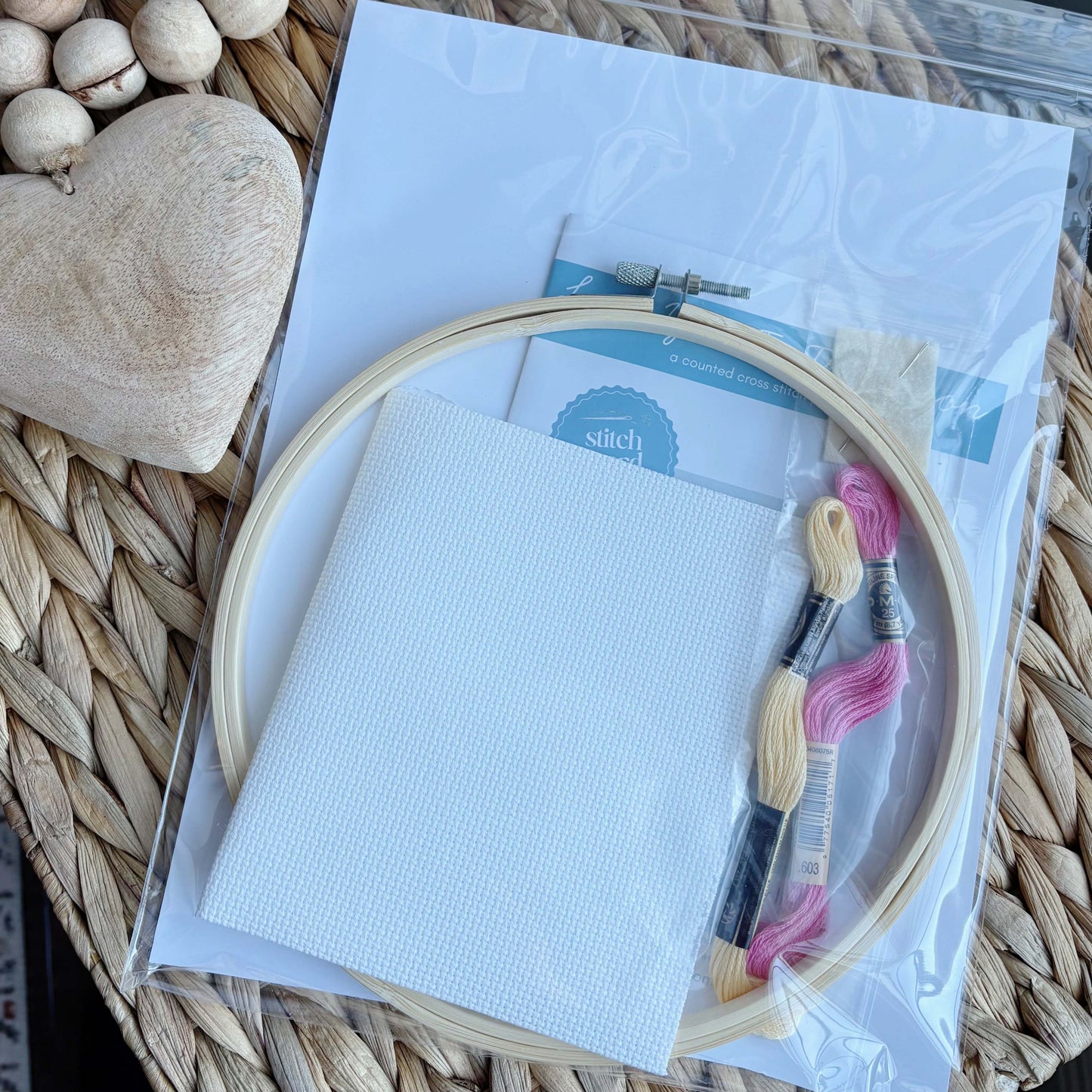 Love You To The Moon Pink Cross Stitch Kit