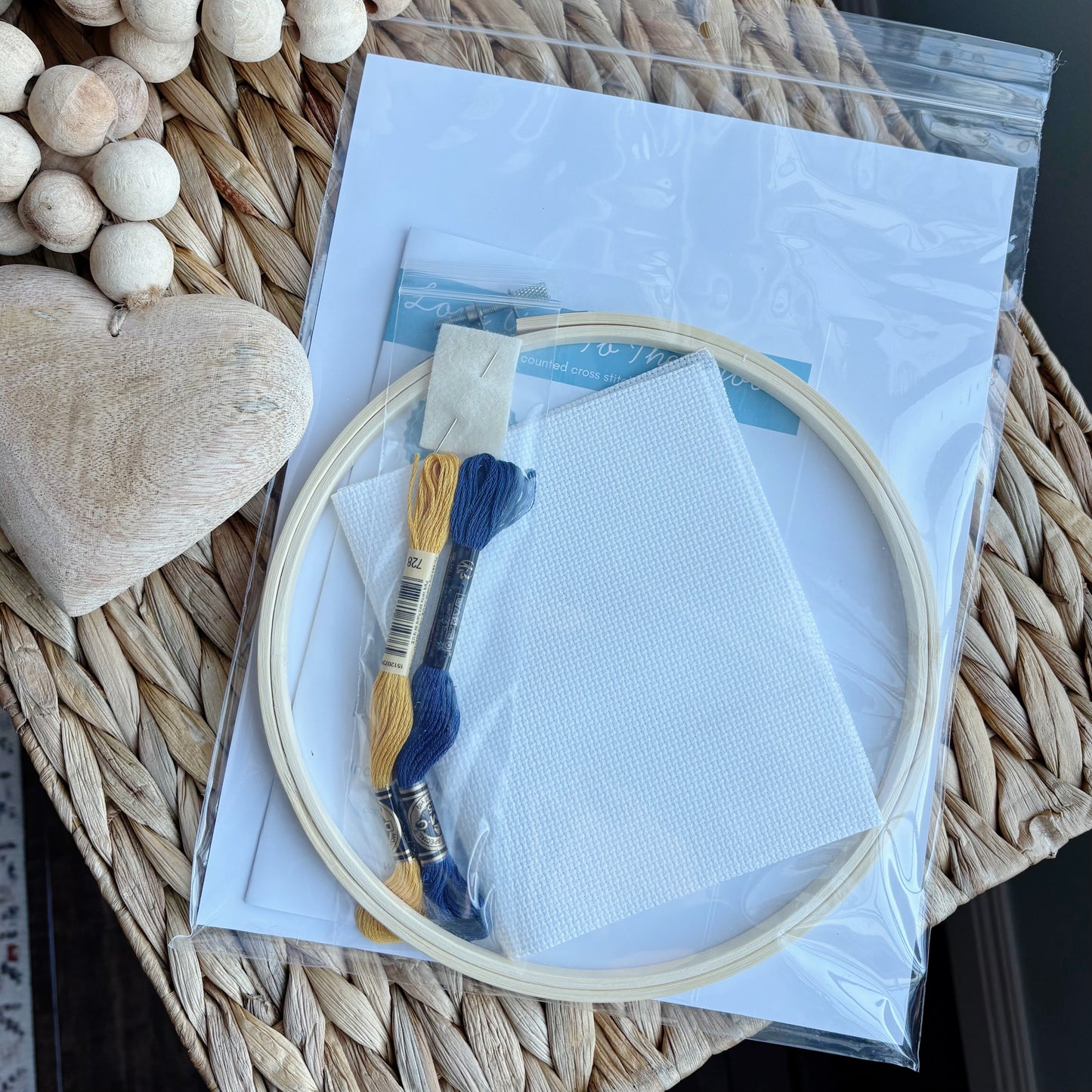 Love You To The Moon Blue Cross Stitch Kit