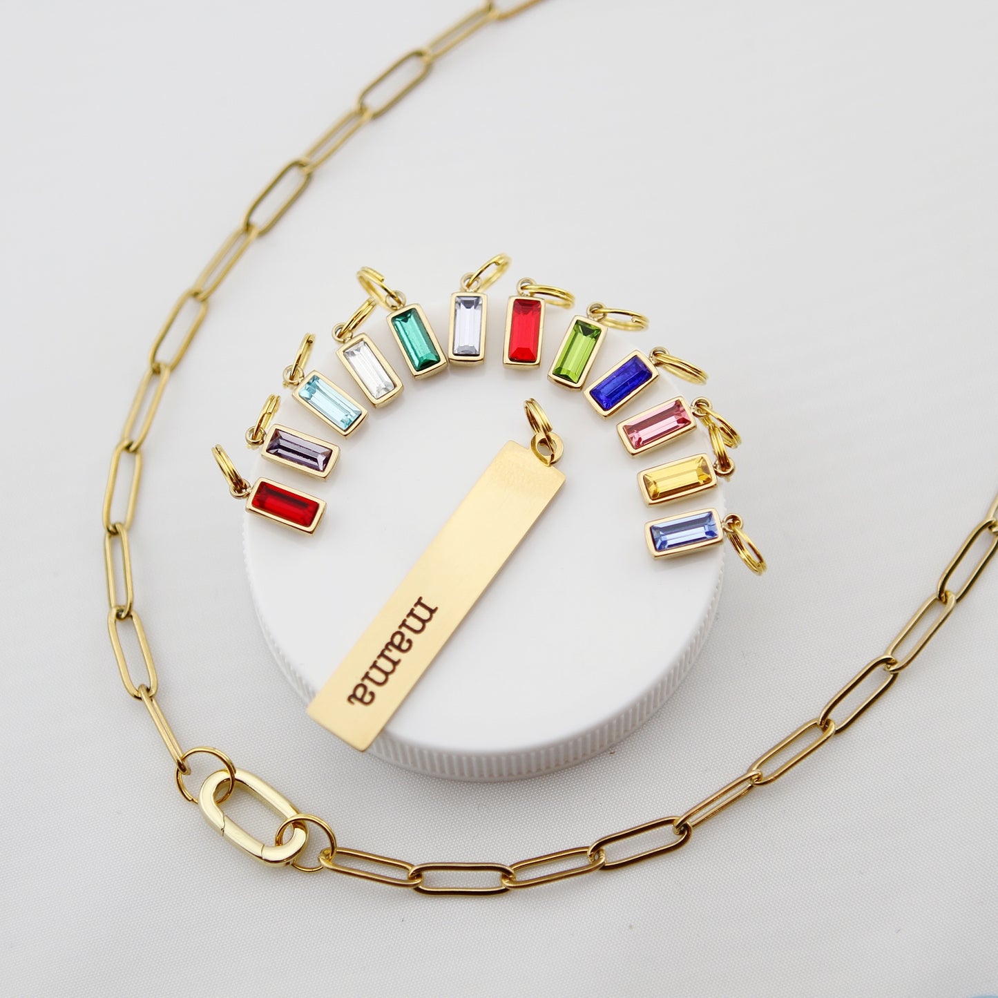 Custom Word 18k Gold Plated Birthstone Necklace - Jennifer Dahl Designs