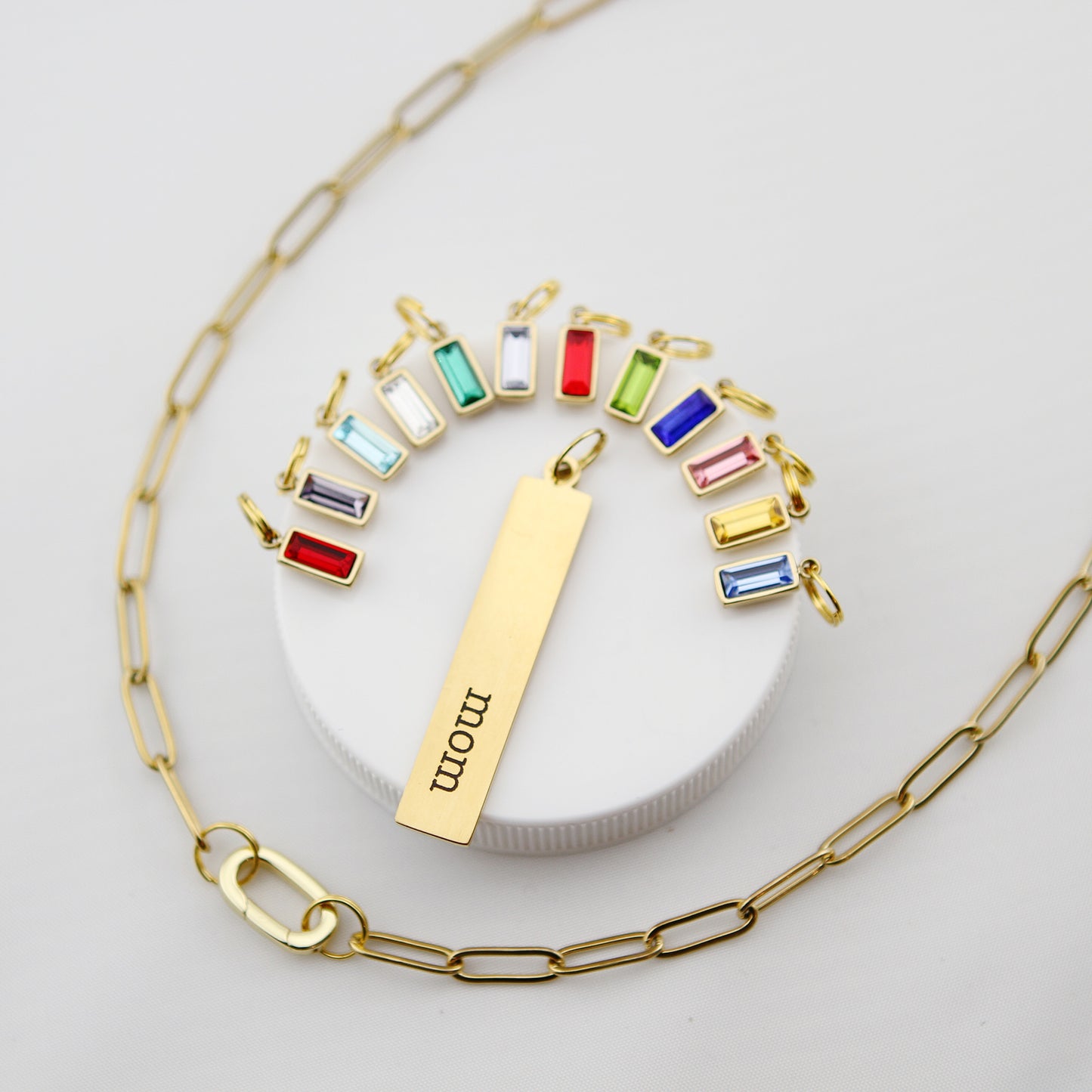 Custom Word 18k Gold Plated Birthstone Necklace - Jennifer Dahl Designs