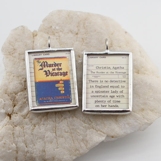 The Murder at the Vicarage Book Cover Quote Soldered Art Jewelry Charm or Necklace