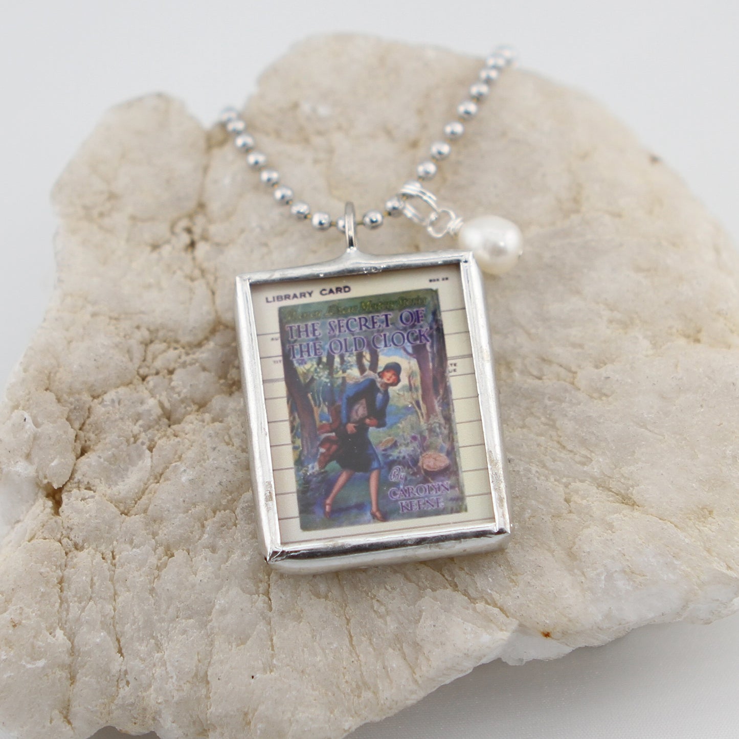 Nancy Drew Secret of the Old Clock Book Cover Soldered Art Jewelry Charm or Necklace