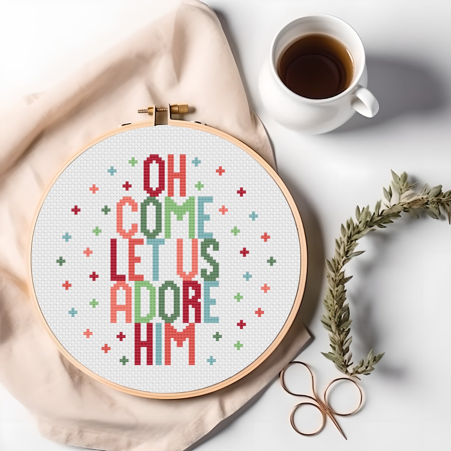 Oh Come Let Us Adore Him Cross Stitch Kit