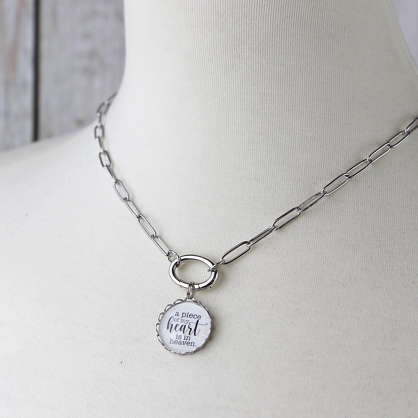 Paperclip Oval Charm Holder Necklace
