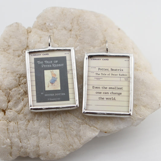 Peter Rabbit Book Cover Soldered Art Jewelry Charm or Necklace
