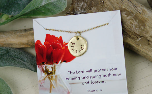 Protect Hand Stamped Scripture Necklace
