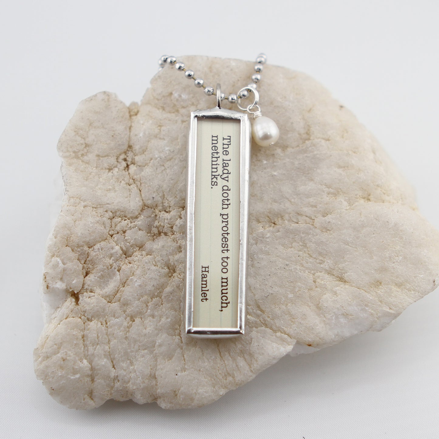 Protest Too Much Shakespeare Book Soldered Art Jewelry Charm or Necklace