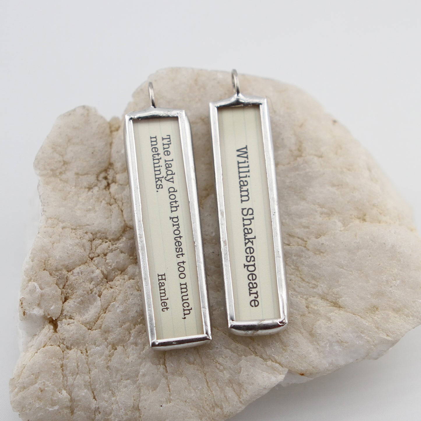 Protest Too Much Shakespeare Book Soldered Art Jewelry Charm or Necklace