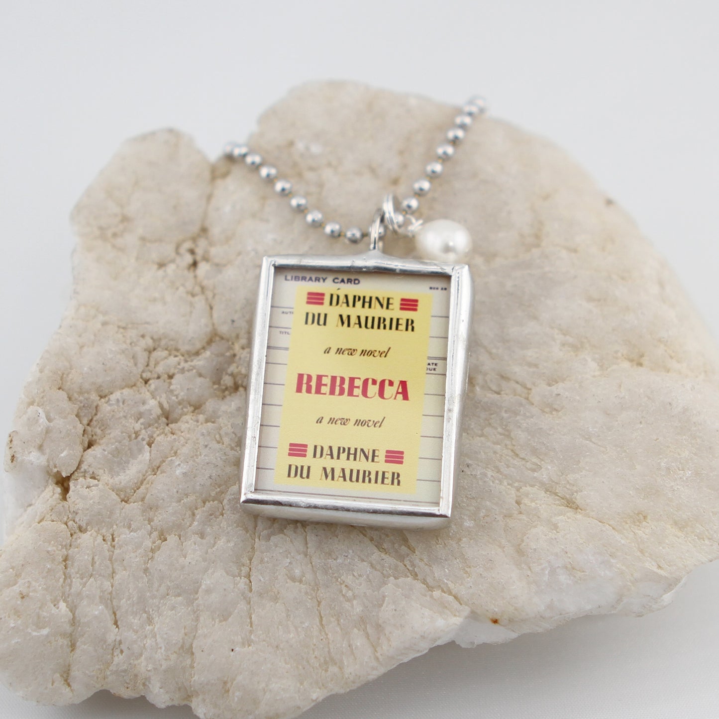 Rebecca Book Cover Soldered Art Jewelry Charm or Necklace