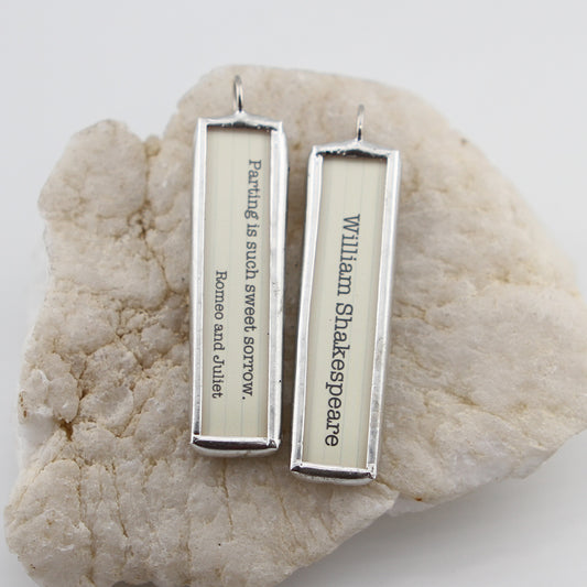 Romeo and Juliet Shakespeare Book Soldered Art Jewelry Charm or Necklace