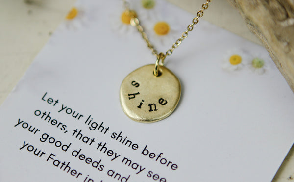 Shine Hand Stamped Scripture Necklace