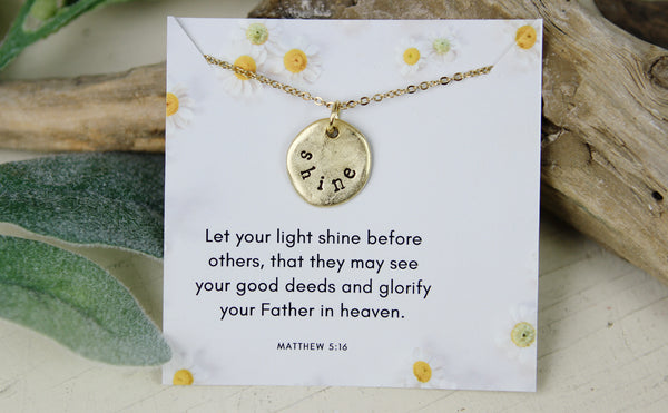 Shine Hand Stamped Scripture Necklace