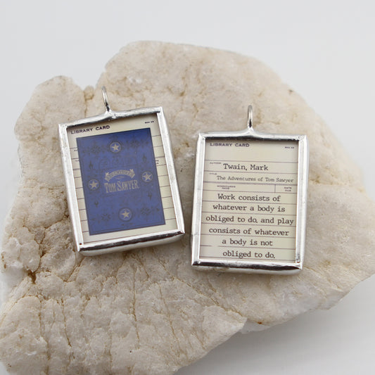 Tom Sawyer Book Cover Soldered Art Jewelry Charm or Necklace
