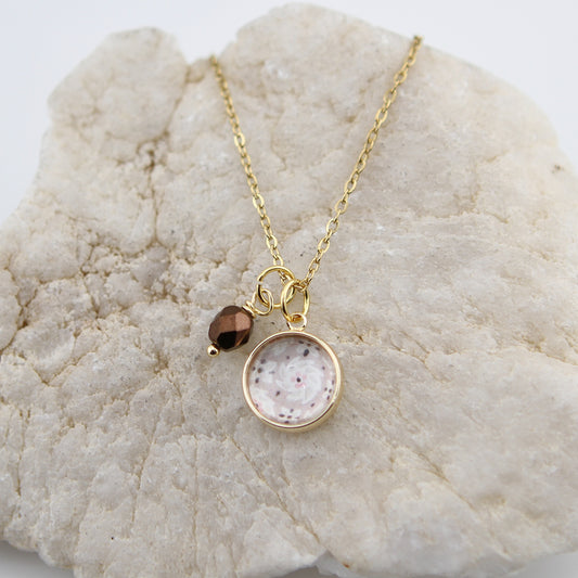 Vintage Wallpaper Cream and Brown Floral Necklace