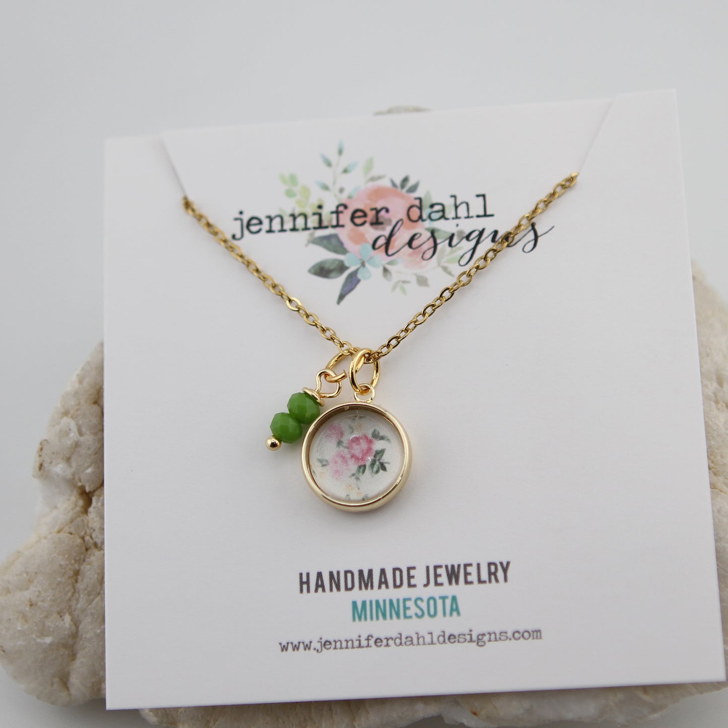 Vintage Wallpaper Roses Necklace