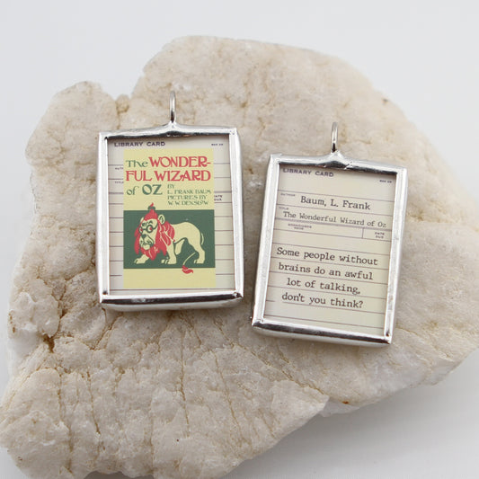 The Wonderful Wizard of Oz Book Cover Soldered Art Jewelry Charm or Necklace