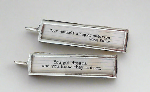 9 to 5 Dolly Parton Lyric Stick Soldered Art Jewelry Charm