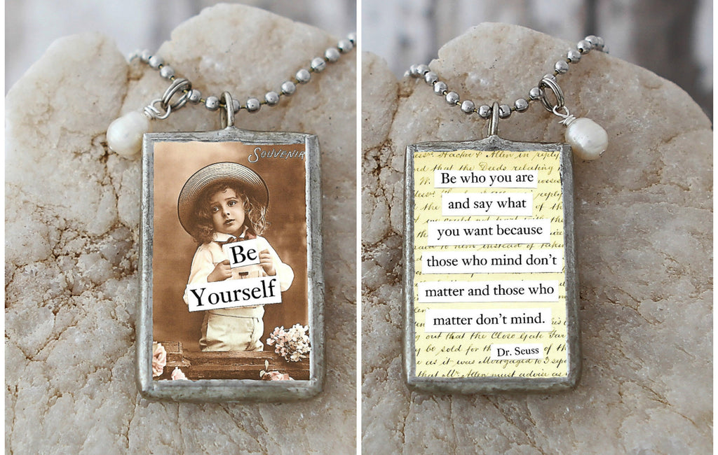 Be Yourself Soldered Art Charm Necklace