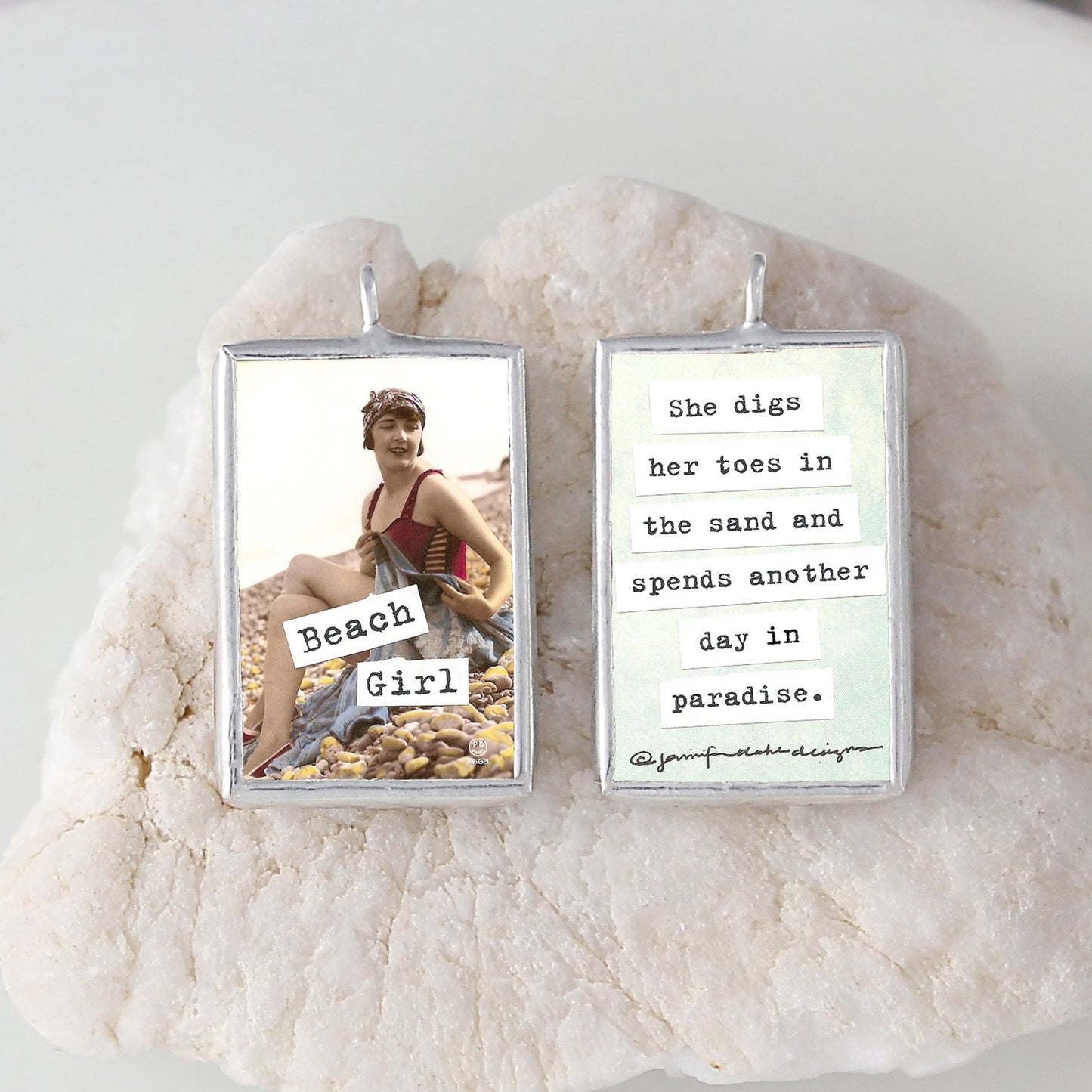 Beach Girl Soldered Art Charm