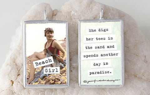 Beach Girl Soldered Art Charm