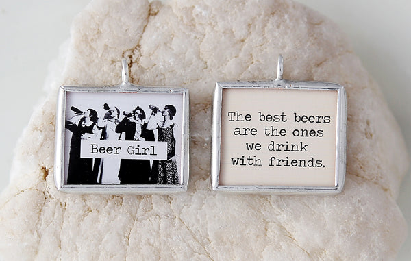 Beer Girl Soldered Art Charm