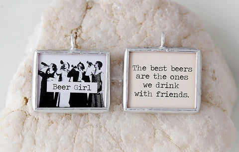Beer Girl Soldered Art Charm