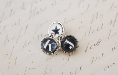 Tiny Black Initial Bubble Charm