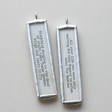 Blackbird Lyric Stick Soldered Art Jewelry Charm
