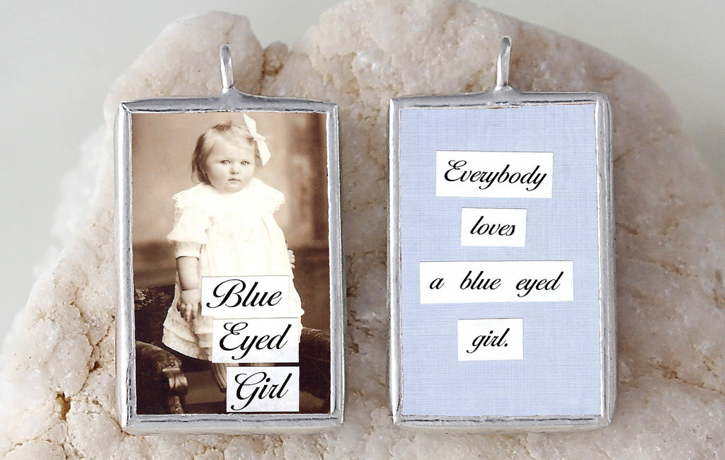 Blue Eyed Girl Soldered Art Charm