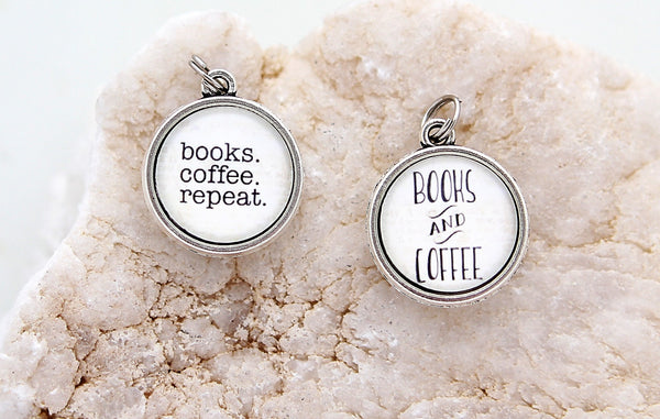 Books Coffee Repeat Double Bubble Charm
