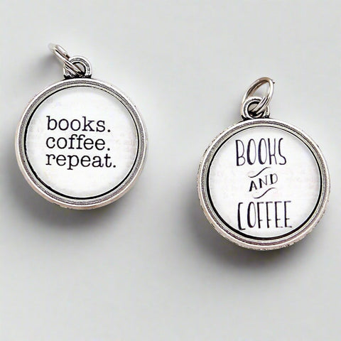Books Coffee Repeat Double Bubble Charm