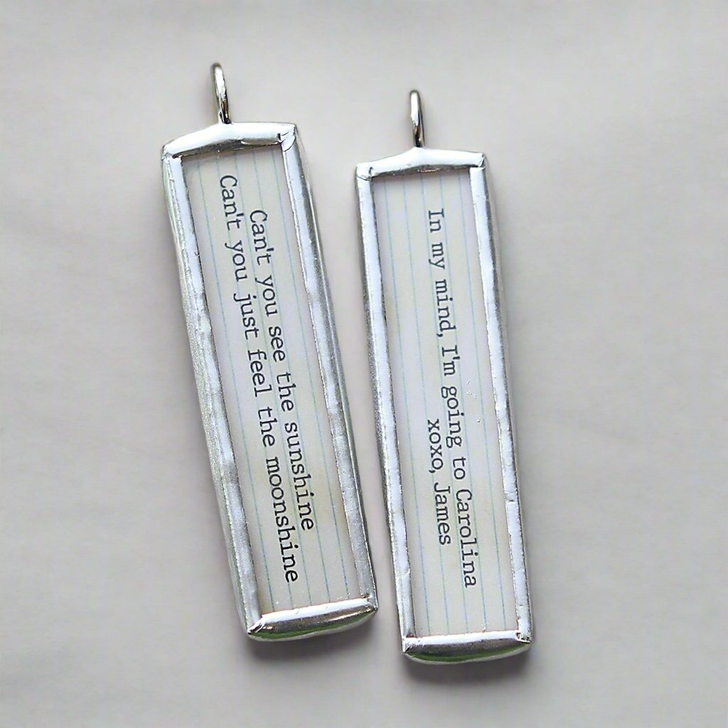 Carolina In My Mind Lyric Stick Soldered Art Jewelry Charm