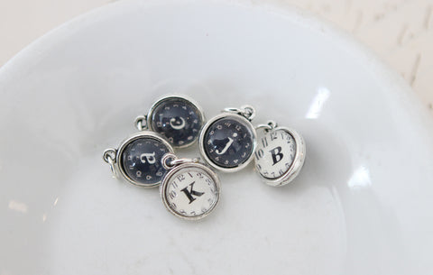 Tiny Clock Initial Bubble Charm