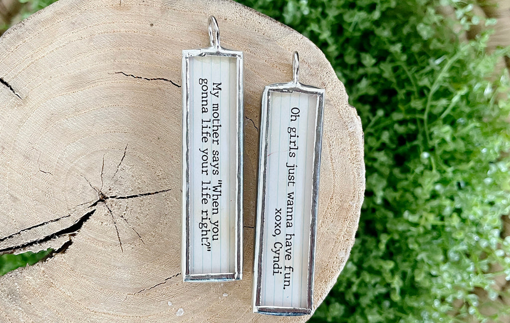 Cyndi Lauper Girls Just Wanna Have Fun Soldered Jewelry Charm Lyric Stick