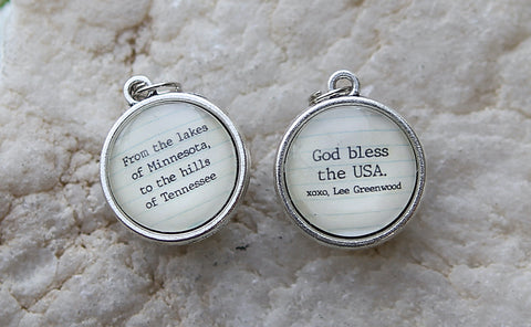 Lee Greenwood God Bless the USA Double Sided Bubble Jewelry Charm
