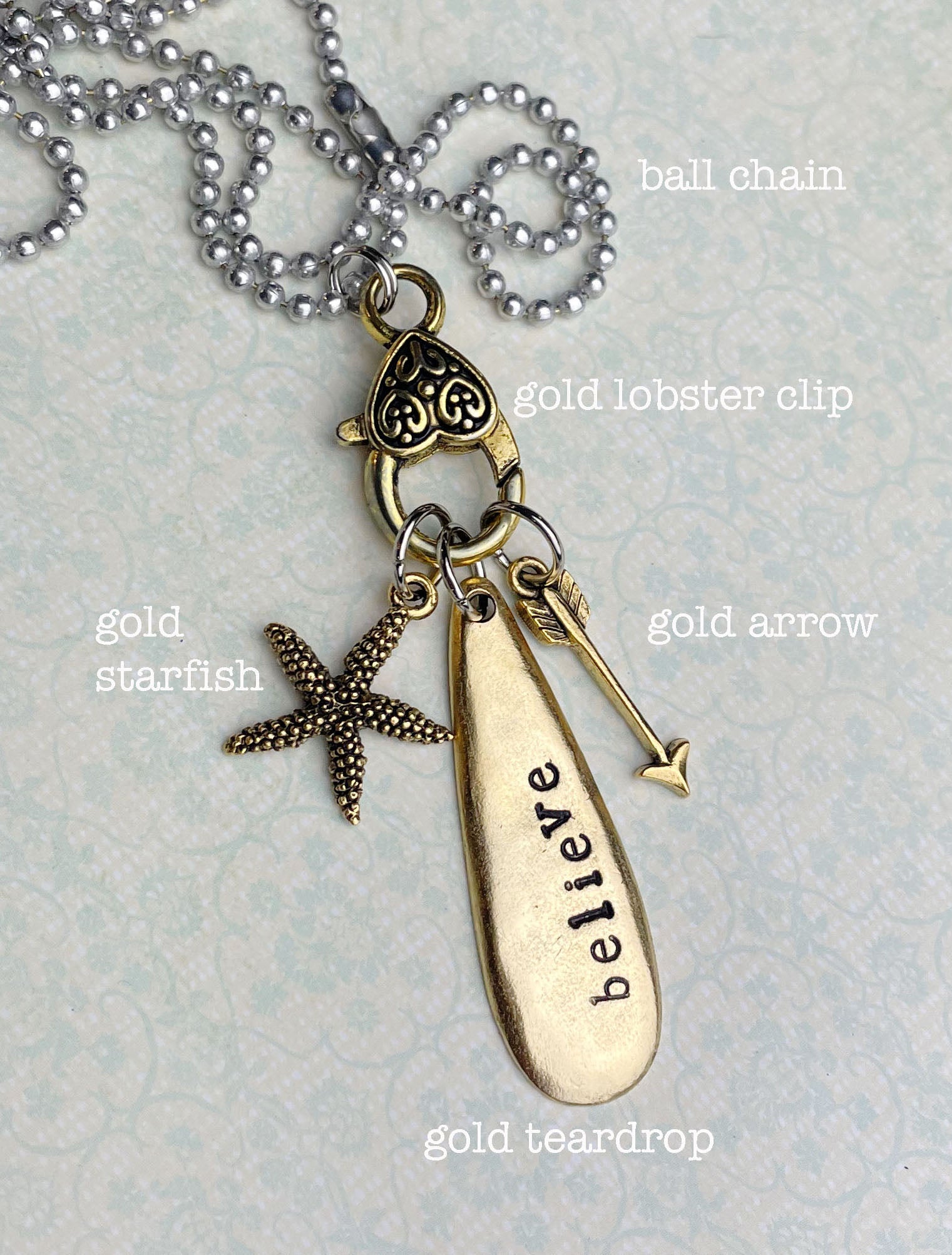 Tiny gold charms Jennifer Dahl Designs Hand crafted message jewelry
