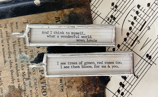 Wonderful World Louis Armstrong Lyric Stick Soldered Art Jewelry Charm
