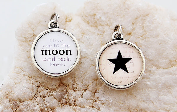 Love You To The Moon And Back Double Bubble Charm