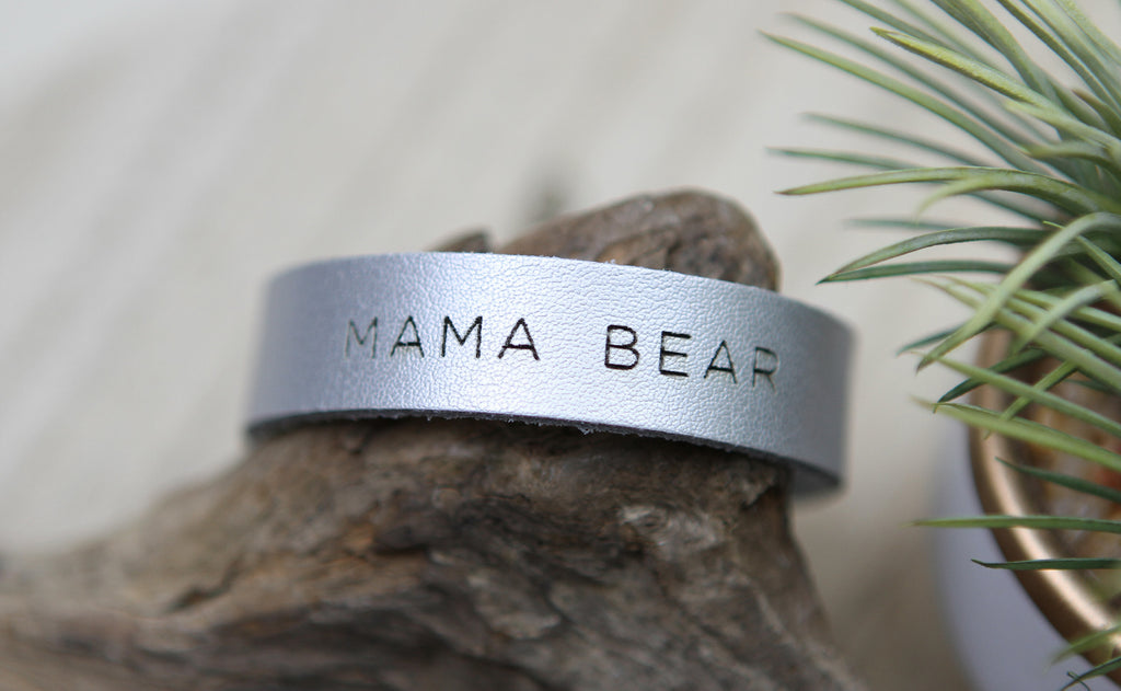 Mama Bear Leather Bracelet