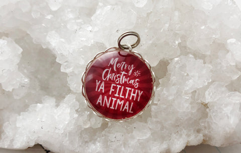 Merry Christmas Ya Filthy Animal Bubble Charm Jewelry