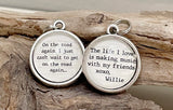 Willie Nelson On The Road Again Lyric Double Sided Bubble Jewelry Charm