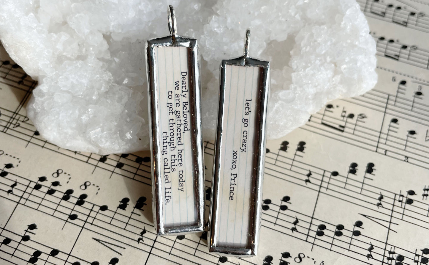 Let's Go Crazy Prince Lyric Stick Soldered Art Jewelry Charm