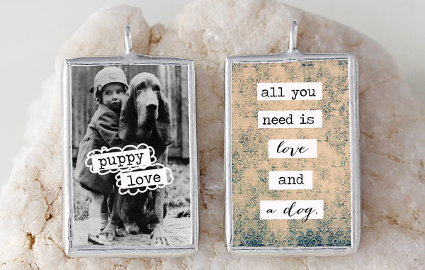 Puppy Love Soldered Art Charm - Jennifer Dahl Designs