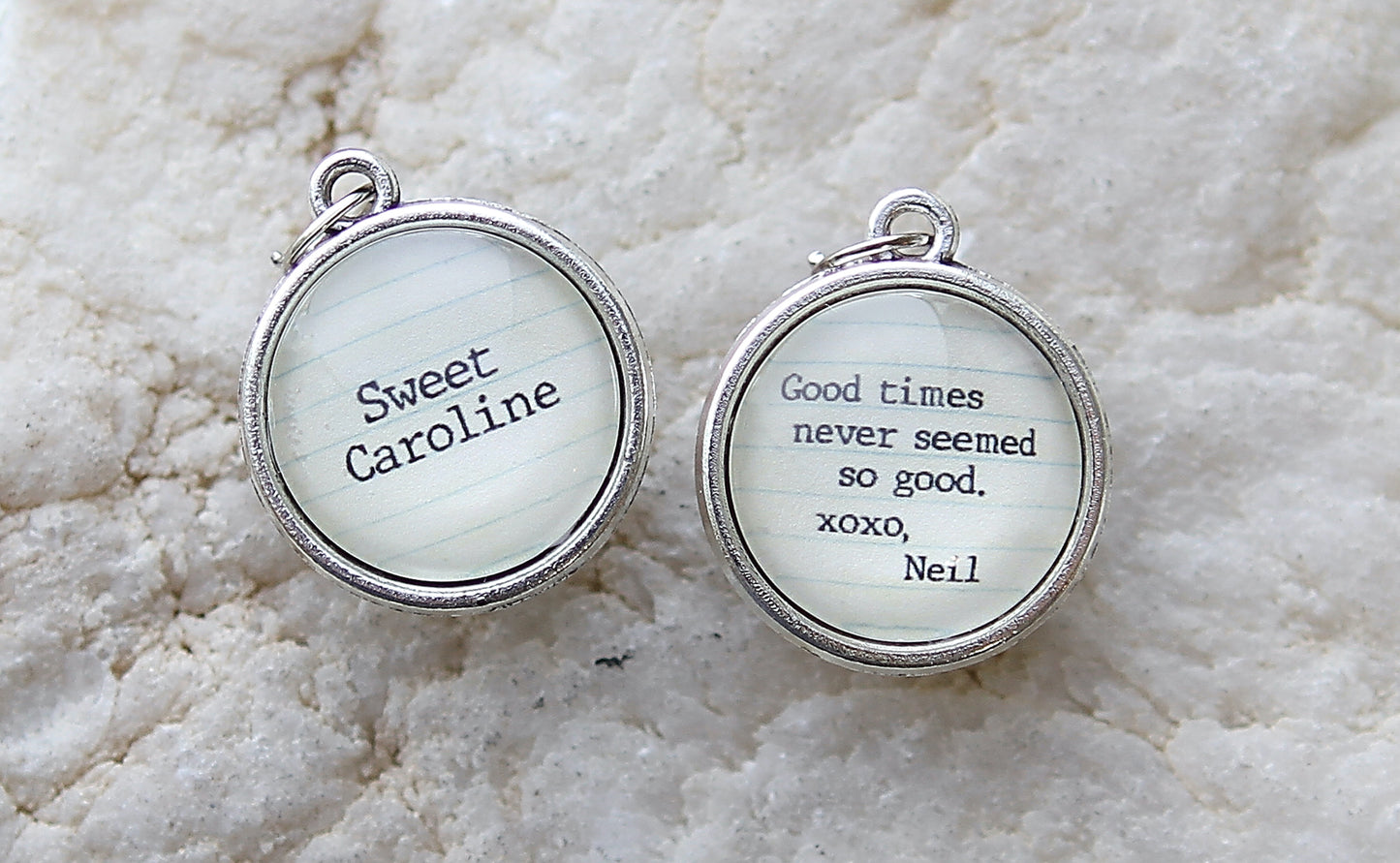 Neil Diamond Sweet Caroline Double Sided Bubble Jewelry Charm