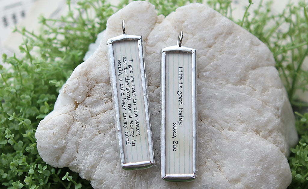 Toes In The Water Lyric Stick Soldered Art Jewelry Charm
