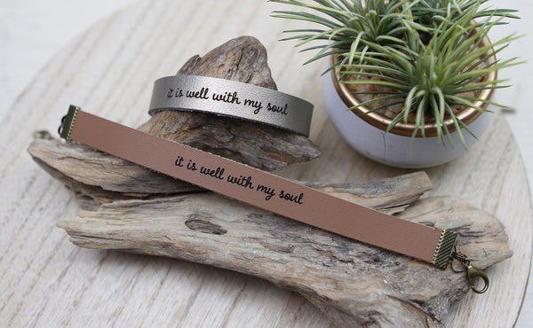 It Is Well With My Soul Leather Bracelet